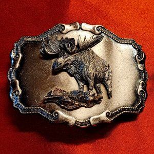 Vintage Pewter Moose Belt Buckle